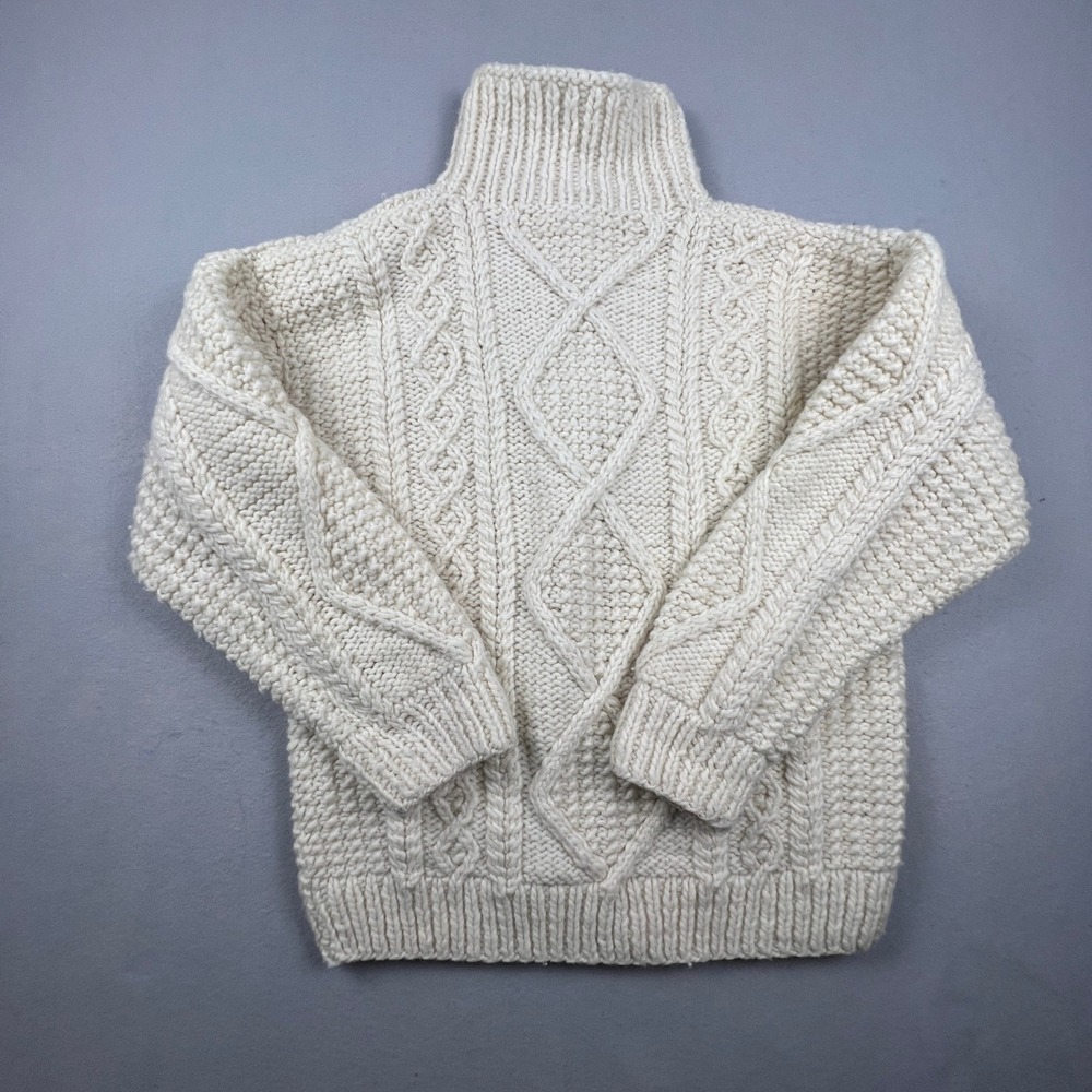 Vintage Hand‎ Knit Cardigan Sweater Mens L Cream Wool Cable Knit Ecuador C.C.H. - Picture 3 of 13